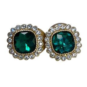 Monet Vintage Core Emerald Green Crystal Fashion Stud Earrings | Glam Aesthetic